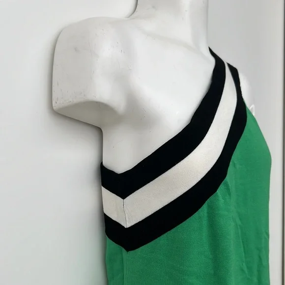 BEDO asymmetrical one shoulder body con green striped dres - Picture 4 of 6